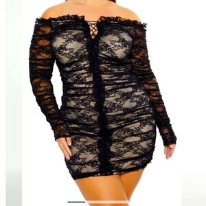 Plus Size Ruffle Lace Mini Dress size 2X